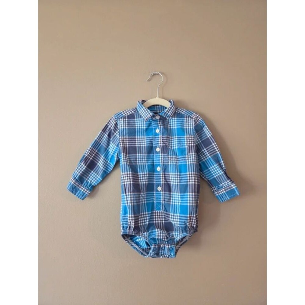 Boys osh kosh button down shirt onesie blue